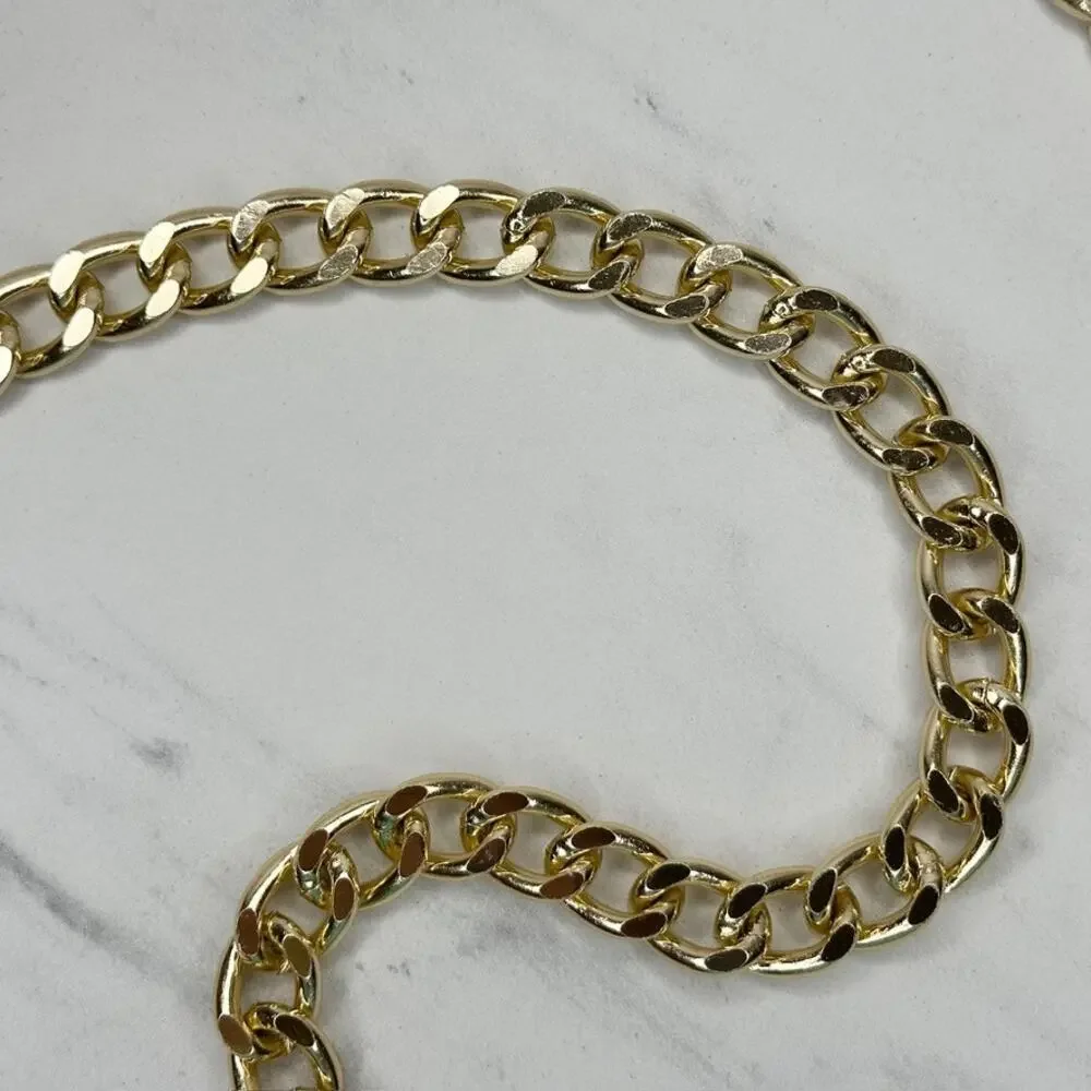 Chunky Gold Tone Chain Lock Charm Draped Belt One Size (OS) ✨